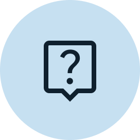 Question mark icon in a speech bubble, representing customer support and inquiries for passport processing services.